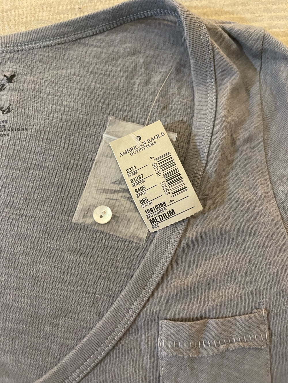 NWT American Eagle Outfitters henley top grey medium - Picture 3 of 7
